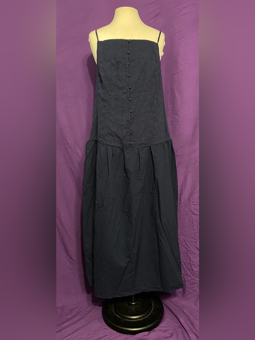 NWT wild fable Dark Navy Eyelet Button-Down Maxi Dress. XXL.